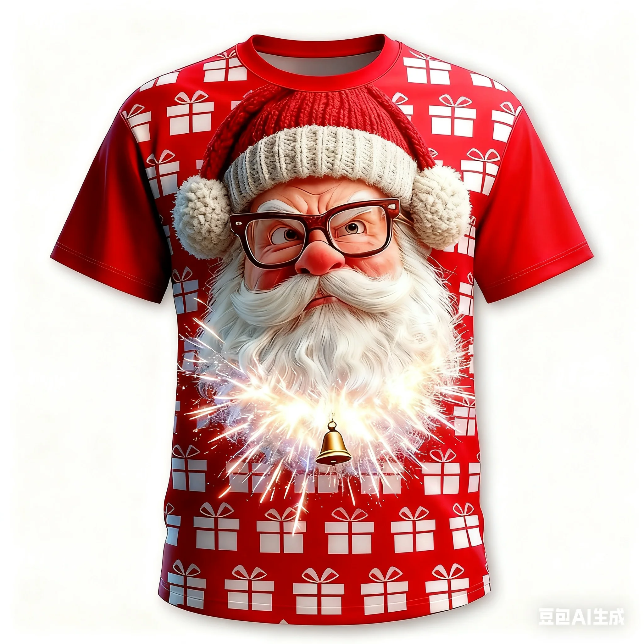 Świąteczna koszulka męska z krótkim rękawem z motywem Świętego Mikołaja, modna, codzienna koszulka z okrągłym dekoltem, na imprezę świąteczną, oversize, odzież męska.