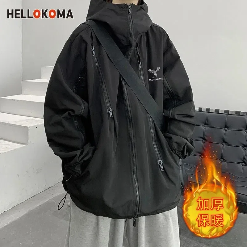 Pop American Jacket Men's Autumn Jacket Cardigan Women's Functional Tooling Doodies Windbreaker Outdoor Camping Mountaineering W