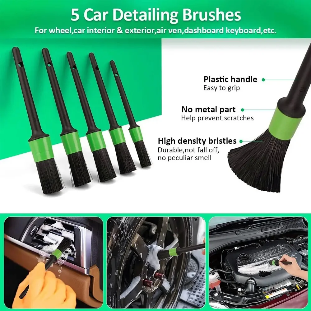 Detailing Brush Set Power Scrubber Drill Brushes Car Polish Pads Car Cleaning Brush For Car Air Vents Rim Dirt Dust Clean Tools - Image 6