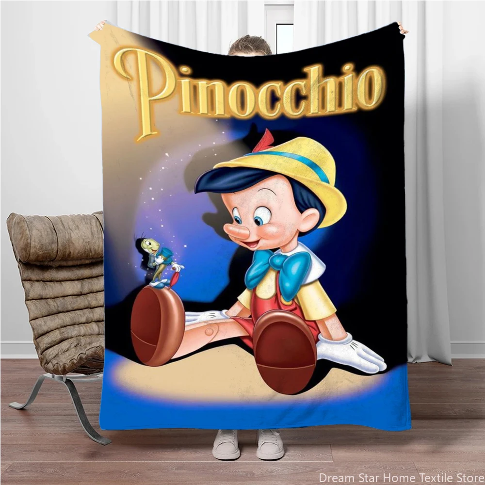 子供と大人のためのディズニープリントのフランネルブランケット,柔らかい寝具,ソファ,オフィス,旅行,キャンプ,子供へのギフト,ピノキオ柄