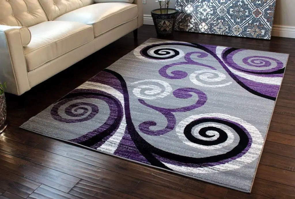 

Comfort corner Stephanie Collection Area Rug Modern Contemporary Design 1100 Purple Grey White Black (5 Feet3InchX 7Feet 3 Inch