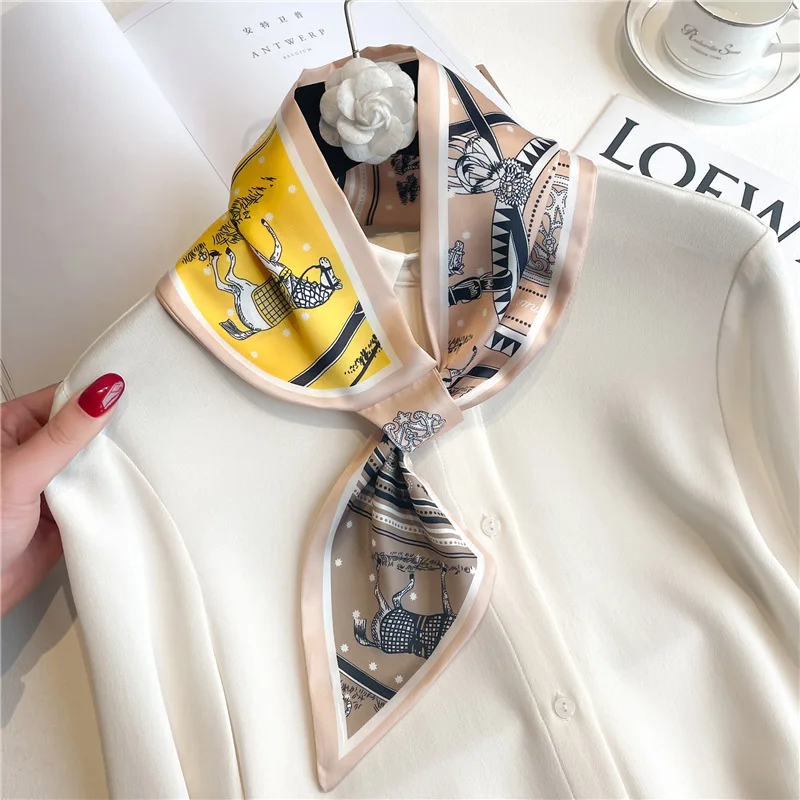 Luxury Brand Skinny Neckerchief Scarf For Women Satin Silk Ribbons Bandana Ladies Neck Tie Wrist Wrap Shawl Echarpe