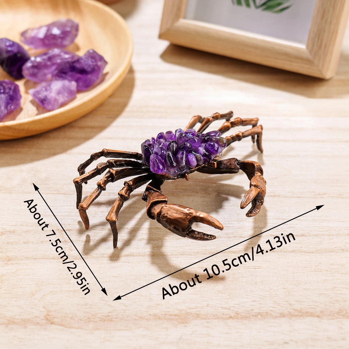 1PC Natural Amethyst Gravel Purple Quartz Carved Crab Animal Figurines Energy Gemstones Home Decoration