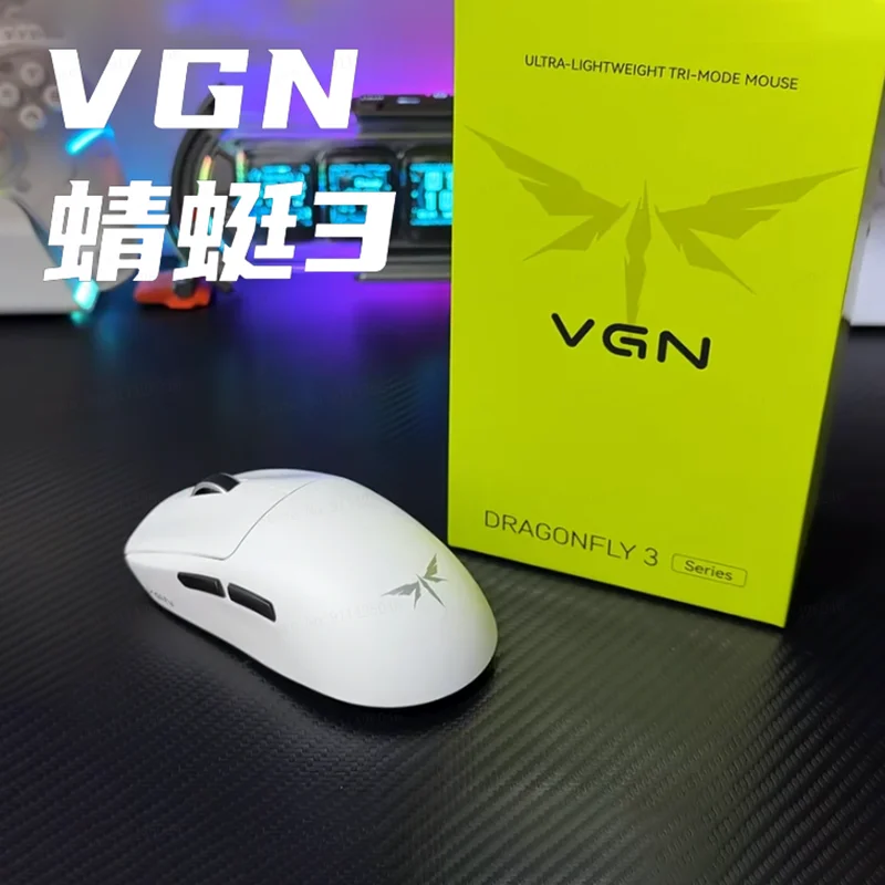 

Беспроводная легкая игровая мышь Vgn Dragonfly 3 Series с 3 режимами, двойной частотой опроса 8K и низкой задержкой 0.175 мс, длительным временем автономной работы для Valorant