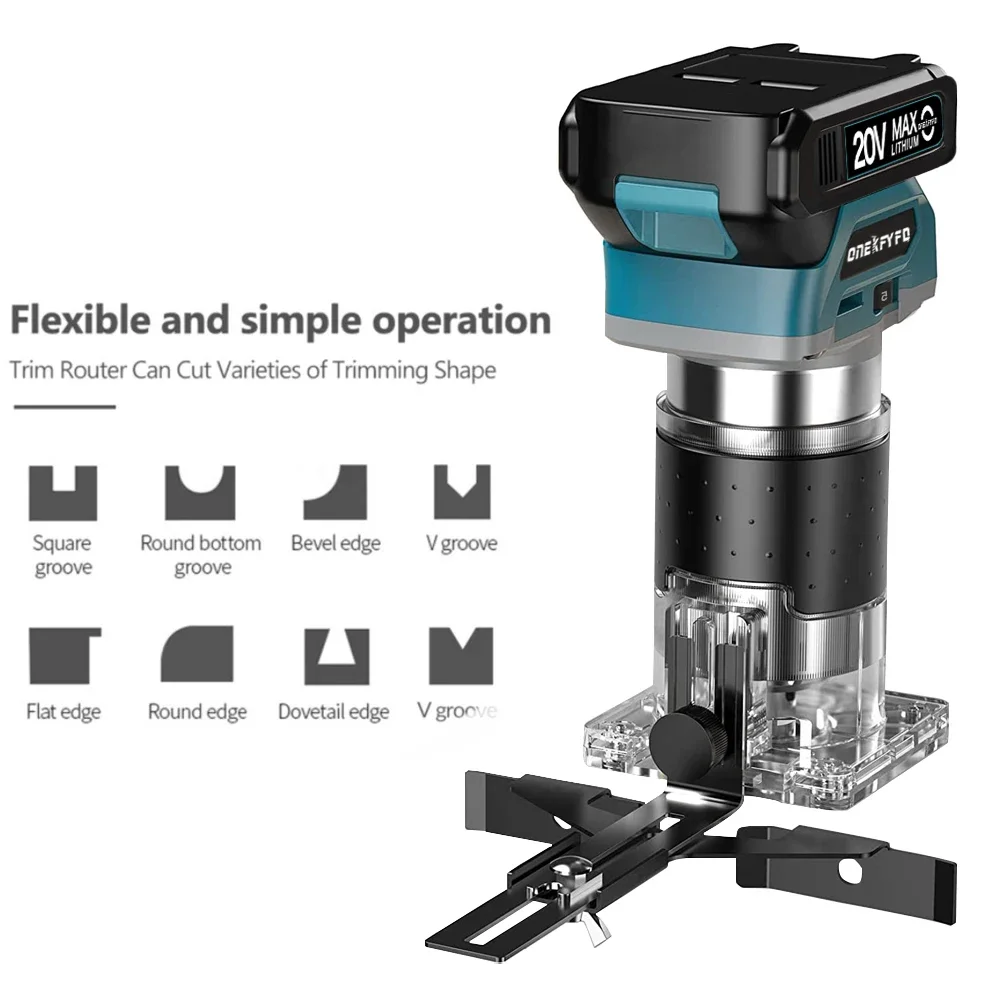 브러시리스 5 단 목공 전기 트리머, 목재 밀링 조각 슬롯 트리밍 조각 기계, 마키타 18V 배터리용
