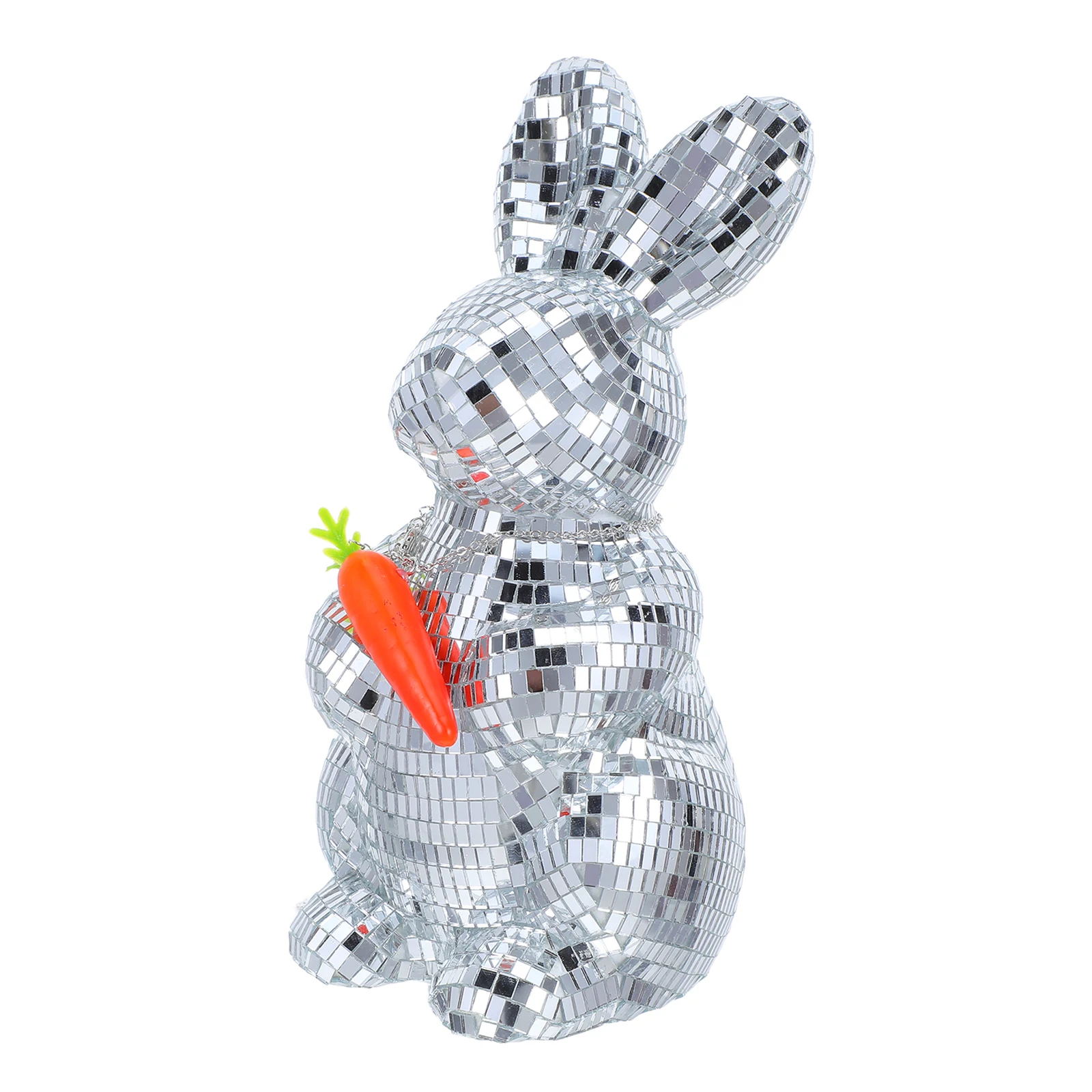 

Disco Ball Rabbit Statue Mirror Bunny Ornament Mosaic Glass Rabbit Decor For Retro 70S Party Easter Home Shelf Desktop Bunny