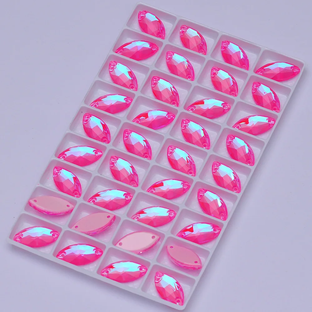 PUBRILEX Neon Flachboden-Strasssteine zum Aufnähen, Glas-Navette, DIY-Näh- und Bastelzubehör, Kristalle für Handarbeiten und Kleidungsdekoration – Detail 16