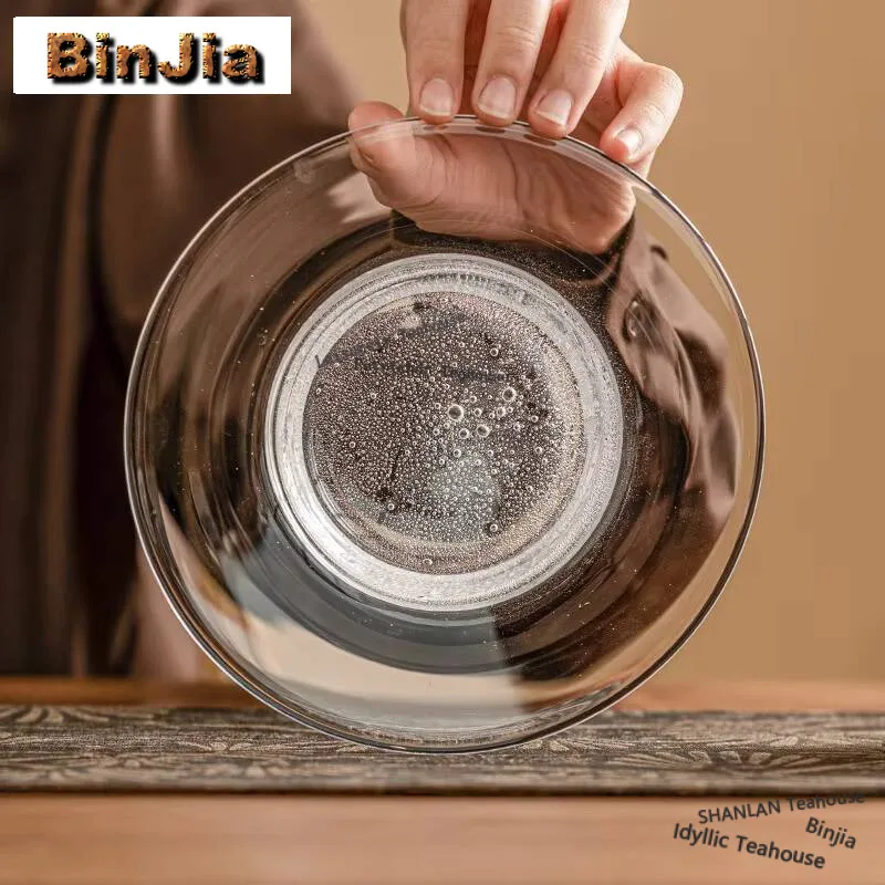 

Chinese Lunar Crystal Bubble Glass Pot Bearing Holder High Borosilicate Dry Brewing Table Tea Tray Kung Fu Teaset Accessories