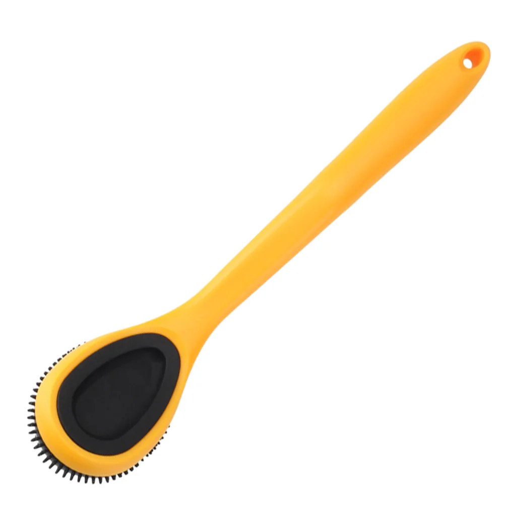 

Silicone Brush Long Handle Yellow Color Detachable Kitchen Pan Brush Easy Cleaning Tableware Scrubber