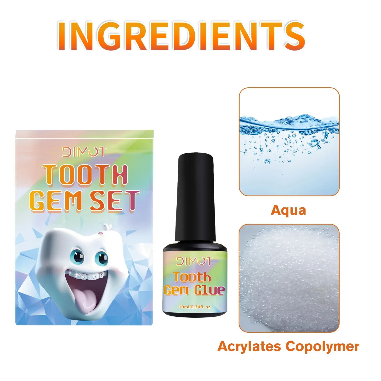 ชุดอุปกรณ์ตกแต่งฟัน DIY คริสตัลเพชรน้ำ วัสดุปลอดภัย ติดง่าย ลอกออกง่าย ชุดเครื่องประดับฟัน