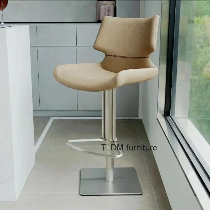

Bar Stools Modern Design Bar Stools Urban Industrial Faux Leather Armless Chair Adjustable Height And 360° Rotation For Bar