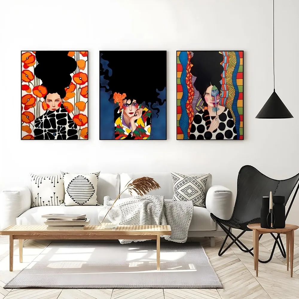 1PC A-Abstract Colorful Girl Poster autoadesivo Art adesivo di carta impermeabile Coffee House Bar Room Wall Decor