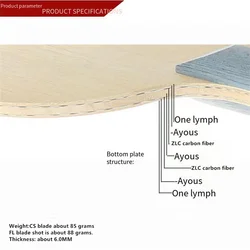 Raqueta de tenis de mesa con hoja inferior, estructura de fibra de carbono protectora de núcleo 2024, Zlc integrado, W968, hoja ligera