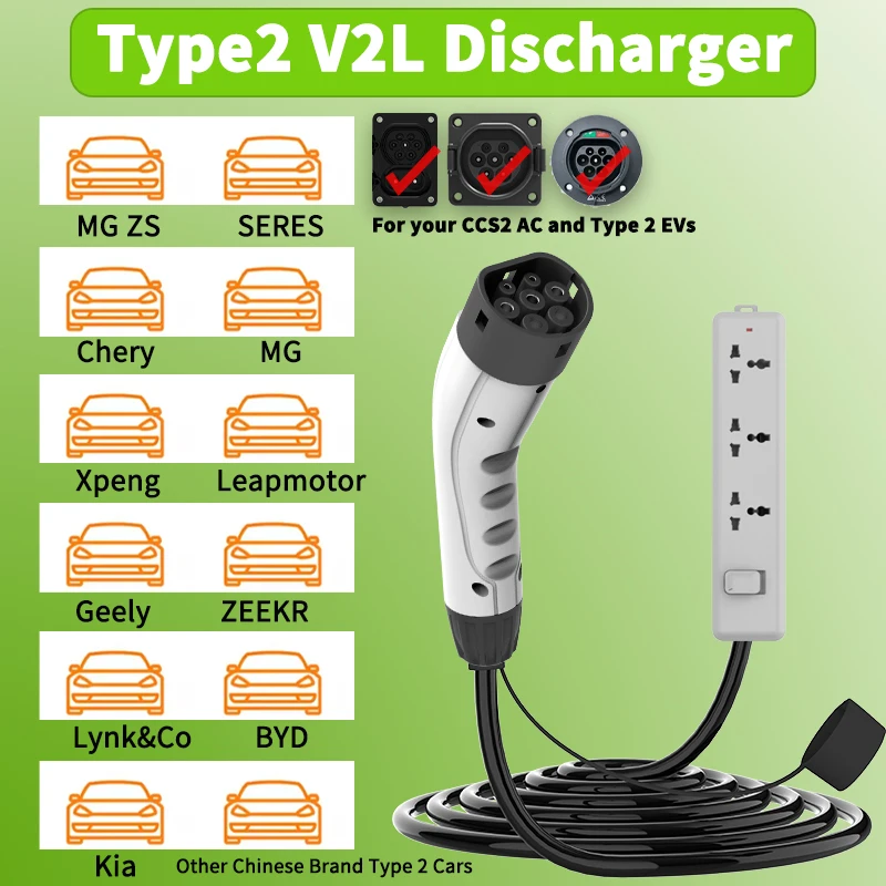 BYD V2Lケーブルアダプター 電気自動車用屋外電源 V2L タイプ2 ディス