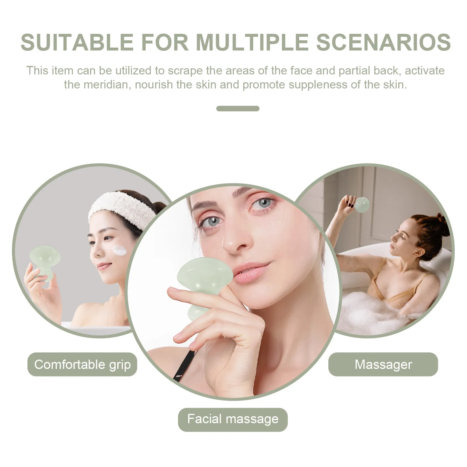

1 шт. зеленый ручной массажный инструмент в форме гриба, скребок-ролик для ухода за лицом и массажа спины, улучшает кровообращение, Гуа-ша