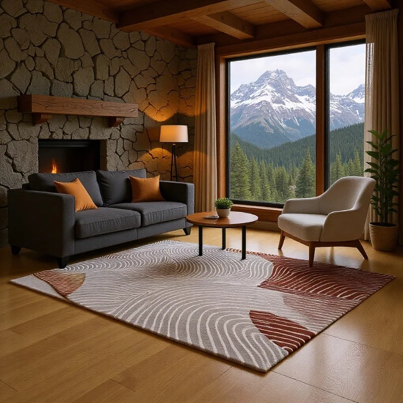 

Carpet living room coffee table, ink abstract style bedroom carpet villa