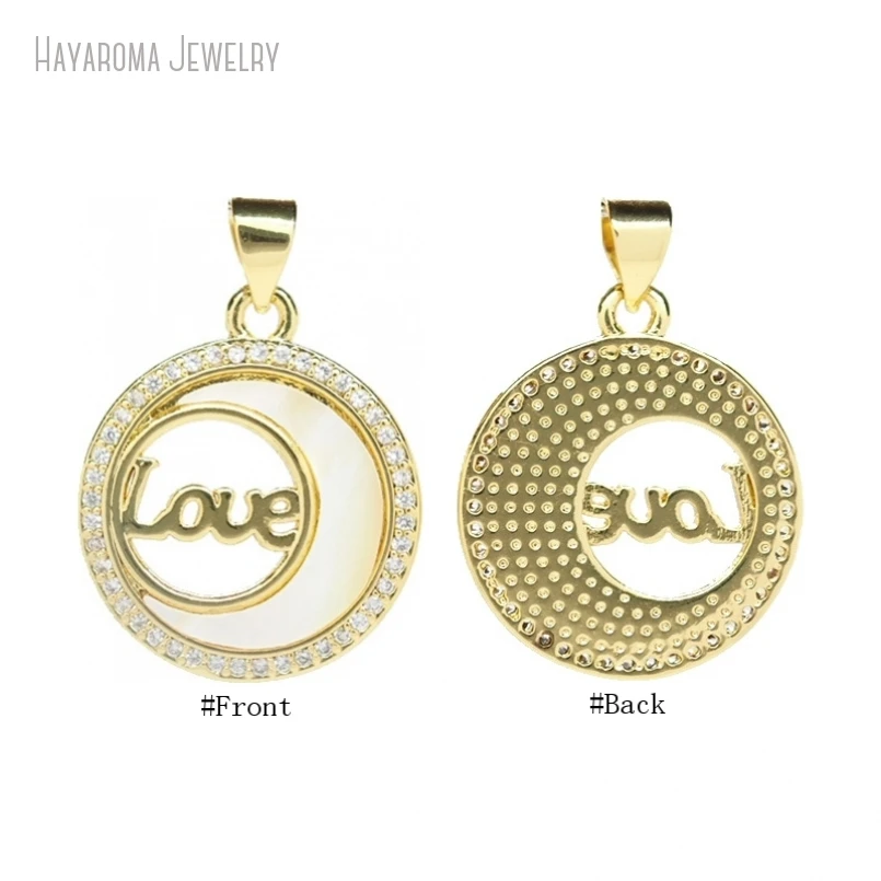 

10Pcs Jewelry Gold Color White Shell Metal Cubic Zirconia Wholesale Pendant Invisible Setting Copper Charms PM52718