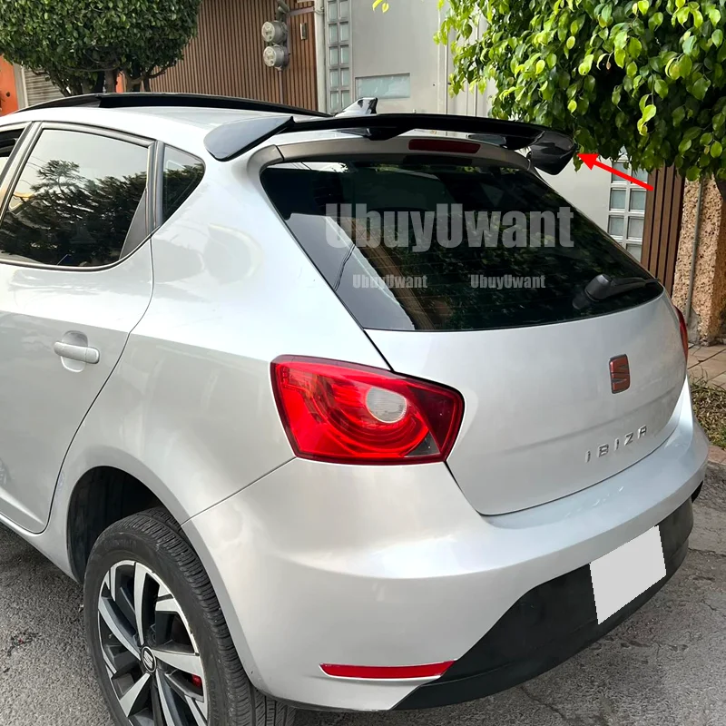 Alerón negro brillante para SEAT Ibiza Leon Carbon Paint 2009-2023 año parabrisas trasero ala maletero ABS Accesorios
