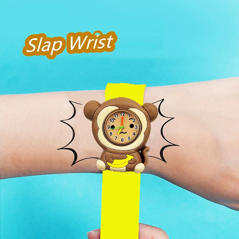 Life Waterproof Children Watches Cute 3D Cartoon Animal Kids Slap Wrist Watch for Boys Girls Baby Birthday Gift Bracelet