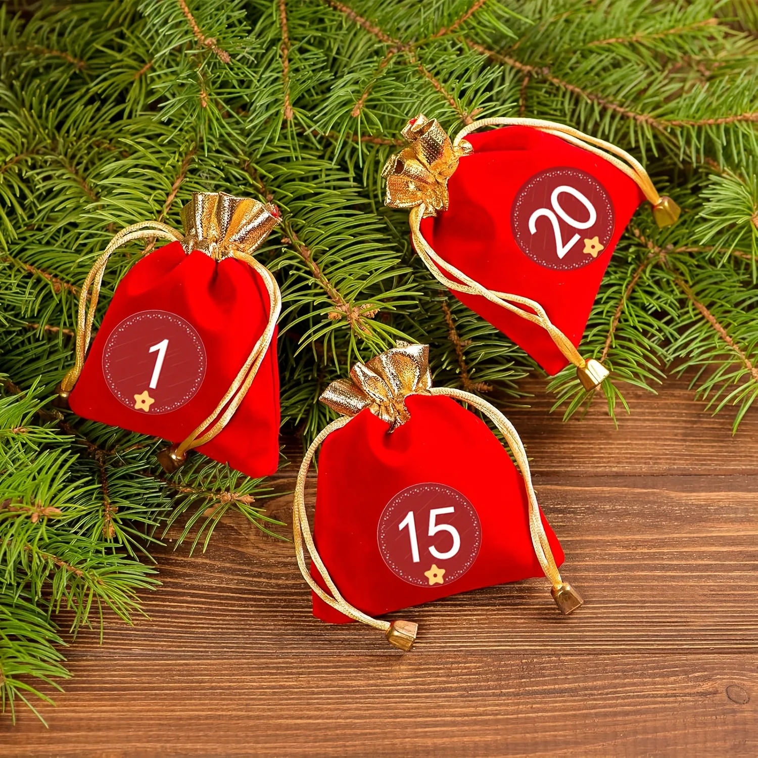 24/48/120 Buah Stiker Angka Kalender Advent Natal 1-24 Stiker Hitung Mundur Stiker Natal untuk Buku Tempel Pesta Kantor Sekolah