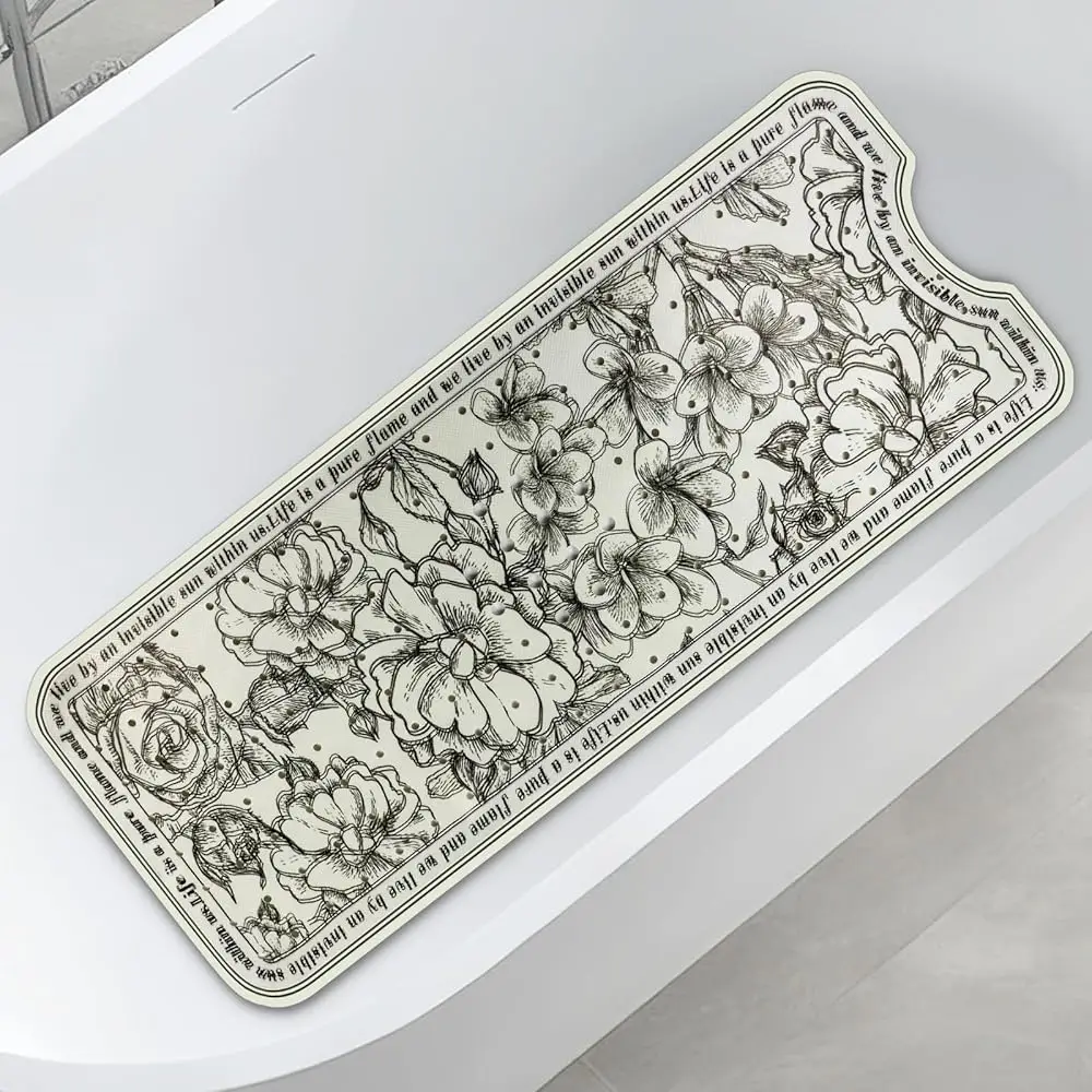 

Non-Slip Large Bathtub Mat - 39.4\x15.8\ with 200 Suction Cups, Massage Pebble Design & 176 Drain Holes, Safe Shower Mat for