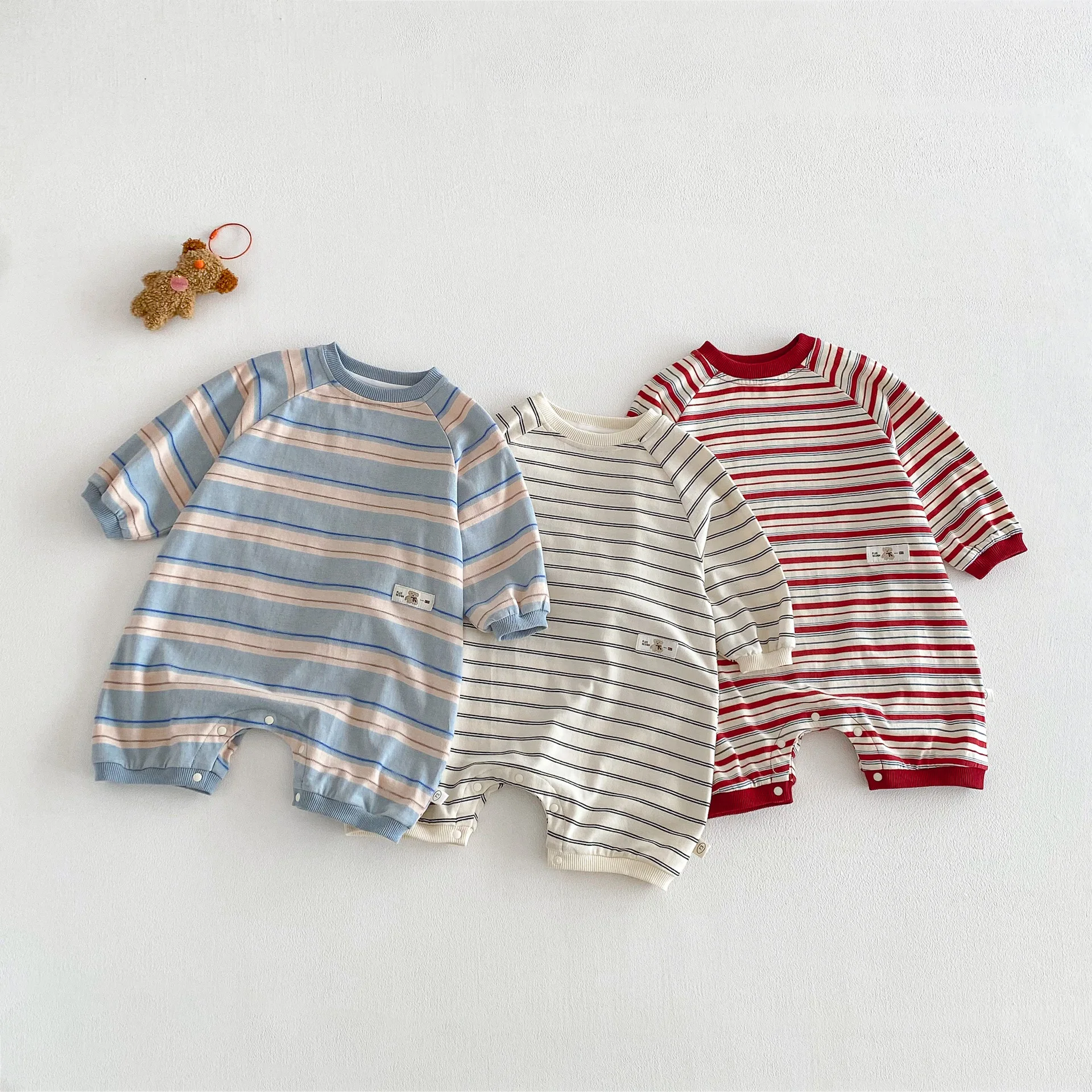 Childrens Jumpsuit 2026 Spring Korean Style Western-style Striped Crawling Suit Soft and Comfortable Versatile Daily Casual Wear
