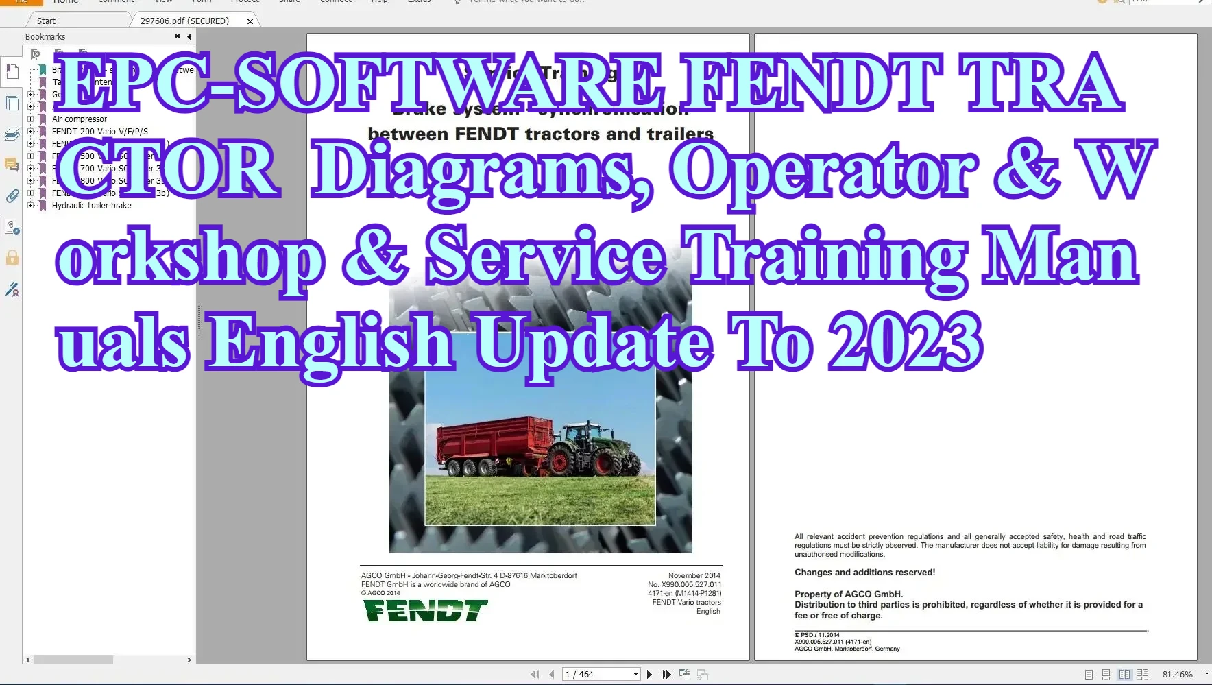 

EPC-OFTWARE FENDT ТРАКТОР диаграммы, оператор, мастерская и учебные пособия Обновление на английском языке на 2023 год