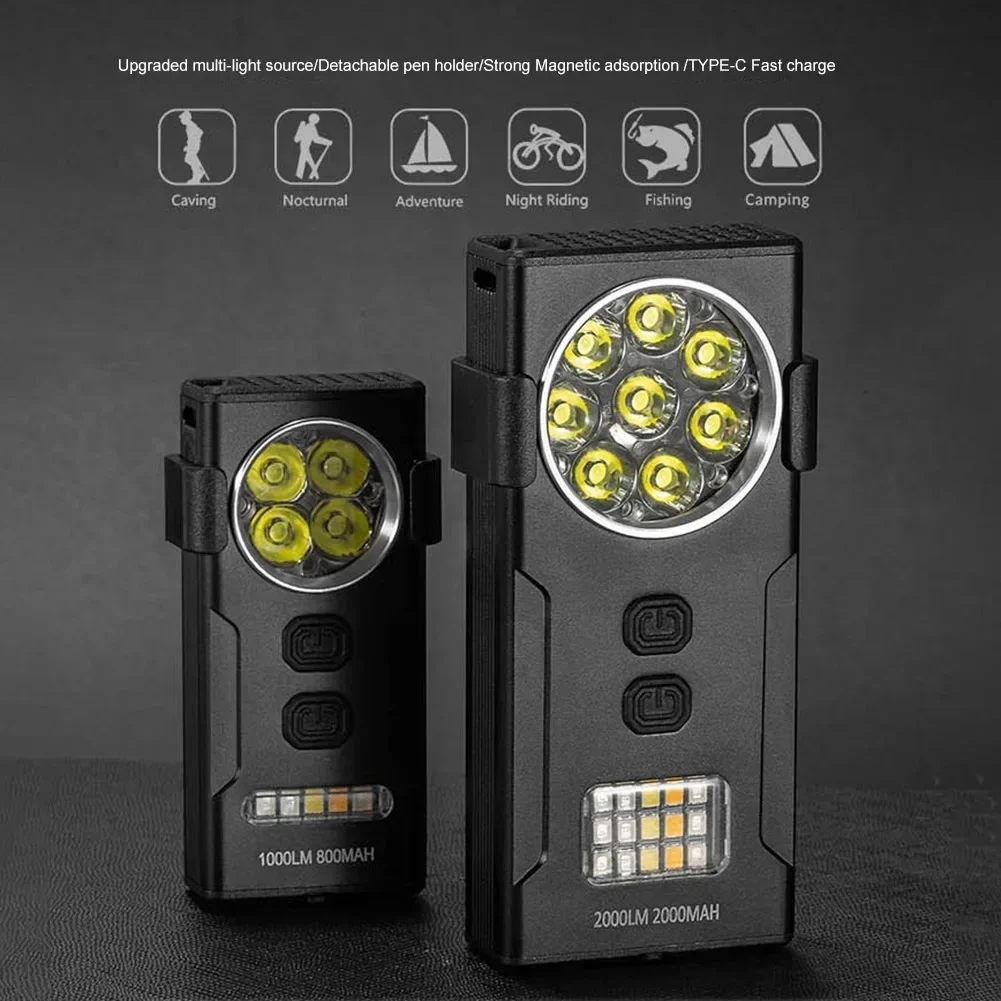 LED Keychain Flashlight Outdoor Camping Torch USB Rechargeable Portable Handlamp Multifunction Working Light for Outdoor Fishing