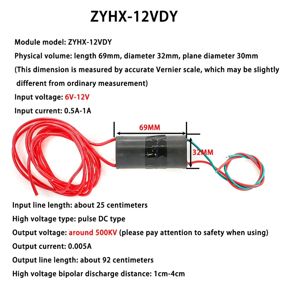Générateur haute tension - YOSOO - HX-CDY - DC 3.7-7.4V - Sortie 400-800KV - Intensité 4A