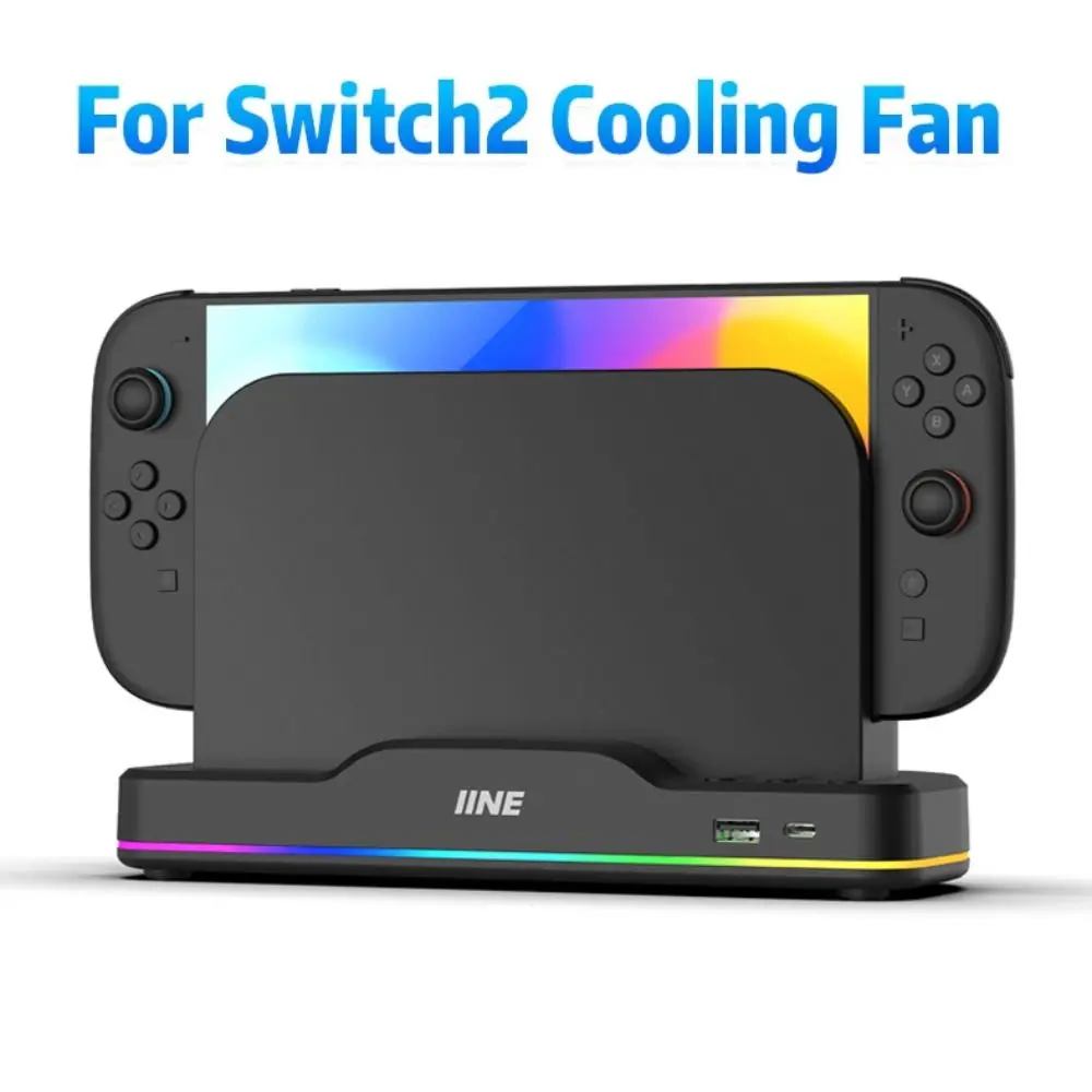 

Three Gears Wind Speed Cooling Fan Base Plug-and-Play RGB Light Expansion Base Dual Fans Cooling Fan Dock for Switch 2