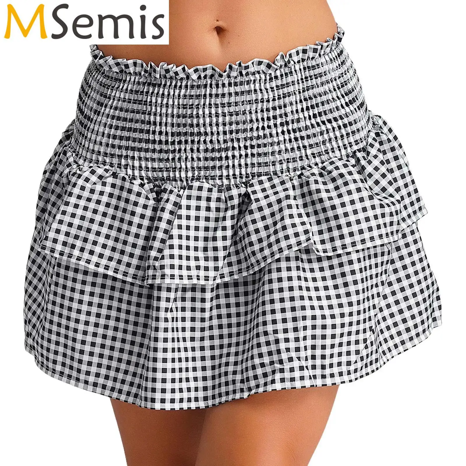 

Women High Waist Skirt Layered Vacation Mini Skirts Streetwear Y2K Clothes costume Short Skirt Frilly Skirt Summer short Skirt