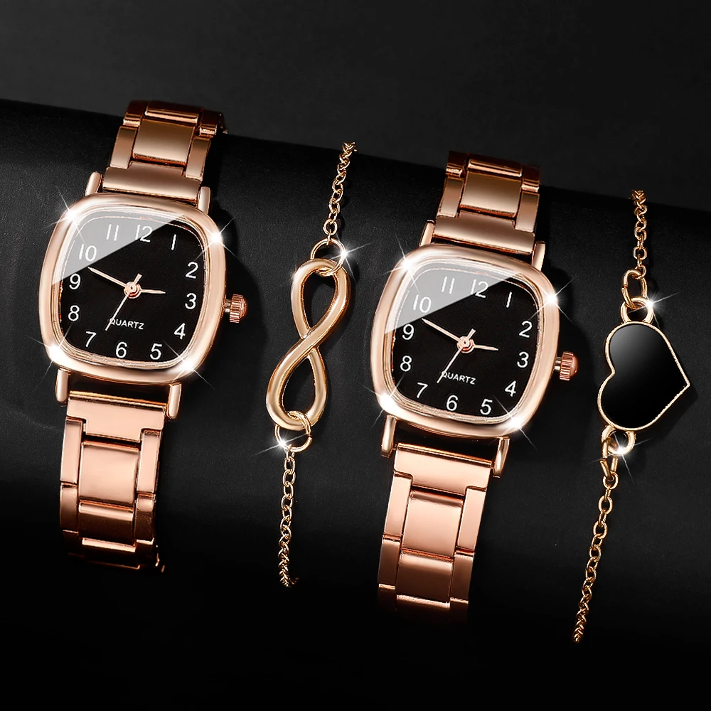 4Pcs Ladies' Elegant Fashion Watch, Ideal Gift For Valentine's Day, New Year, Easter, Ramadan, Birthdays, Friends And Family