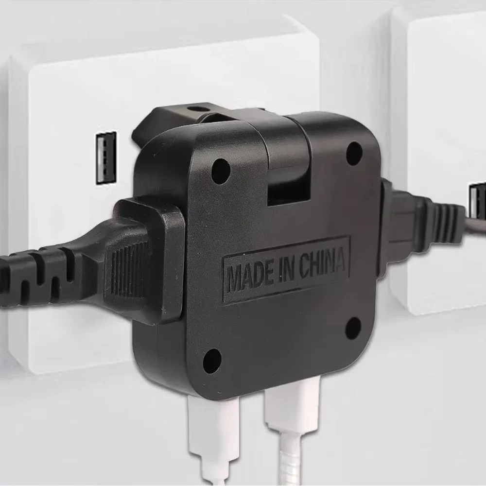 EU Plug AC Outlets 4 in 1 USB To EU Socket Converters 180 Degree Rotatable with 2 USB Ports Electrical Socket AC Outlet