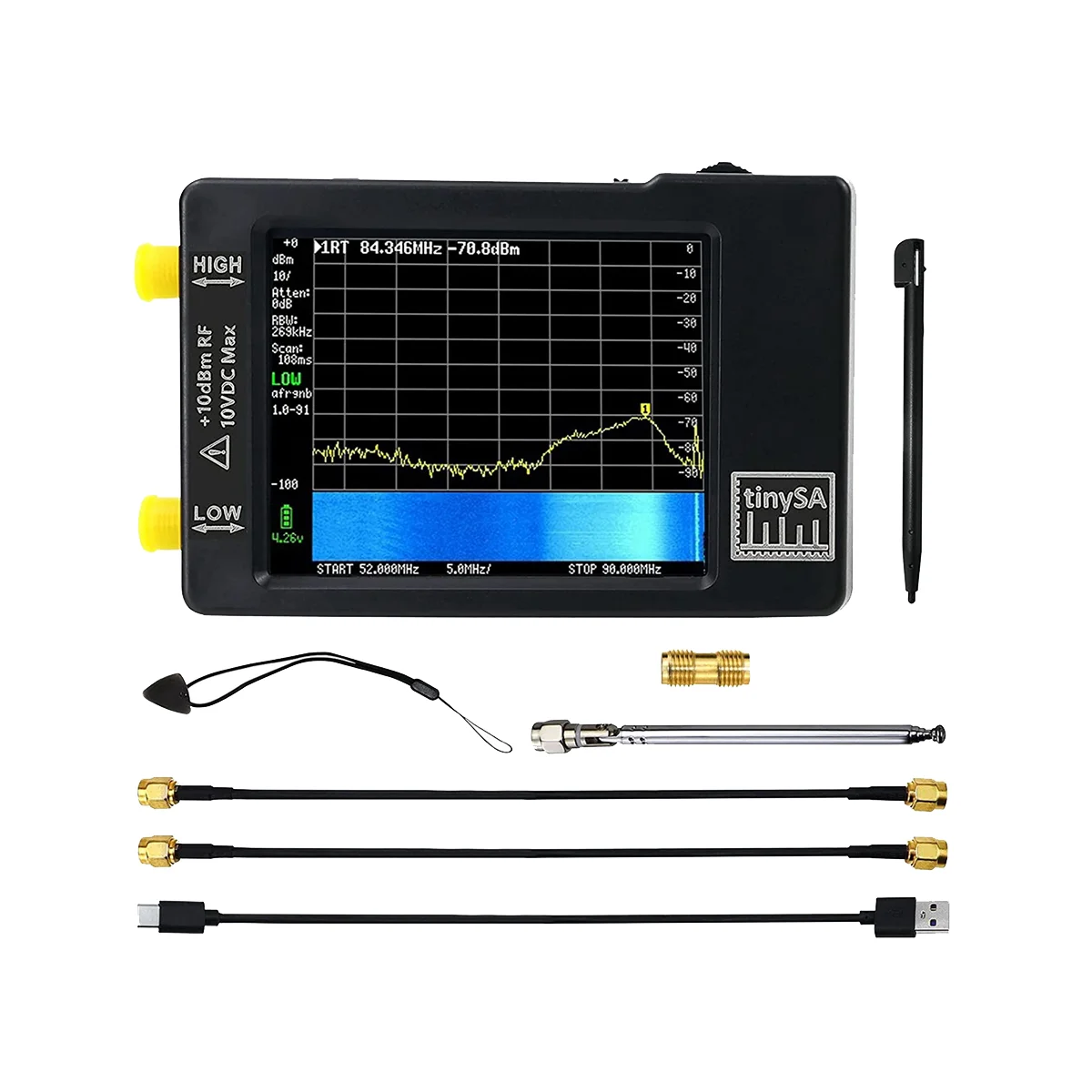 

For TinySA Spectrum Analyzer MF/HF/VHF UHF Input for 0.1MHZ-350MHZ and UHF Input for 240MHZ-960MHZ Signal Generator