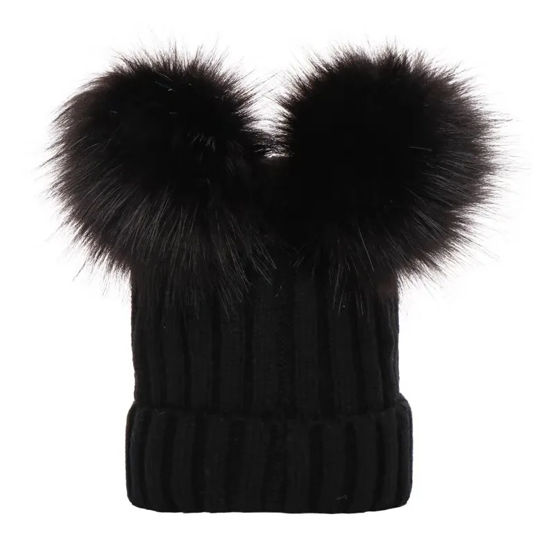 0-3 Years Older Embroidered Name Double Pom Pom Hat Kids Baby Shower Gift Winter Hat Personalized Beanie Baby Hat