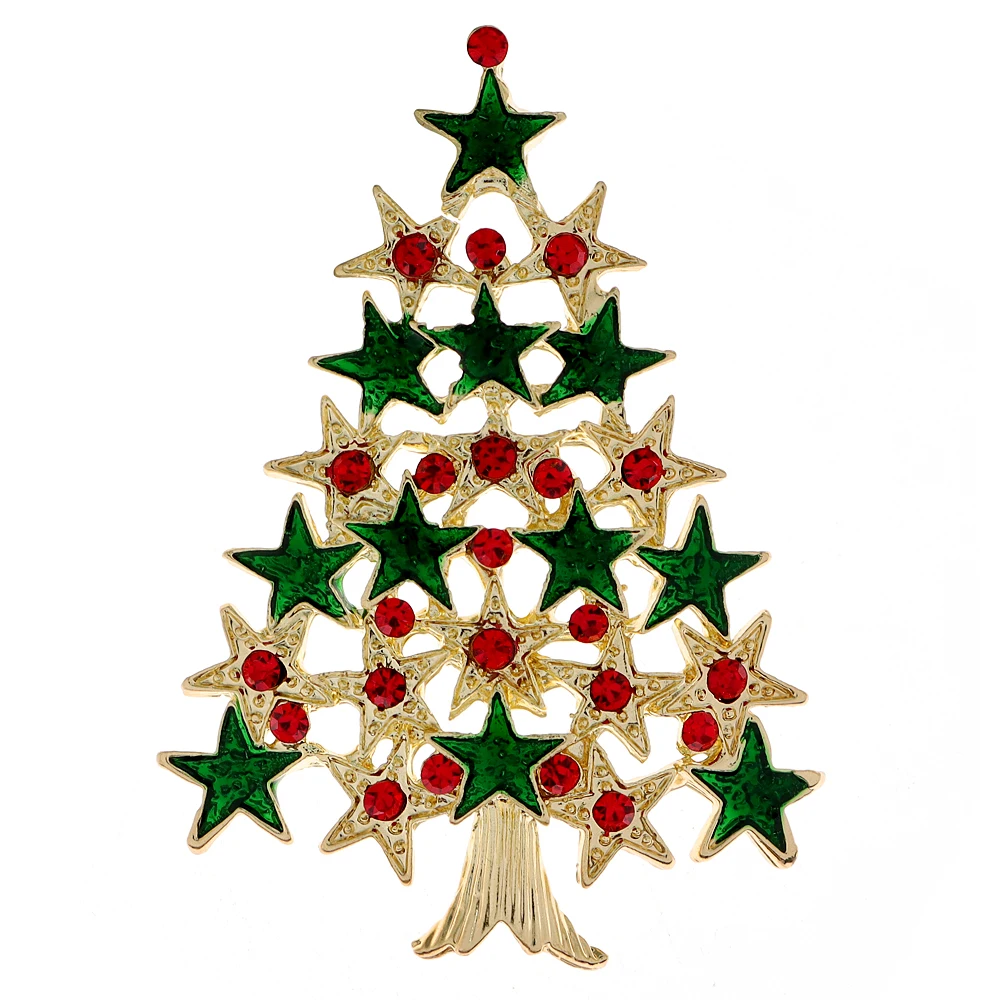 CINDY XIANG Rhinestone And Enamel Christmas Tree Brooches For Women Festivel Home Ornament Pin 2 Colors Available