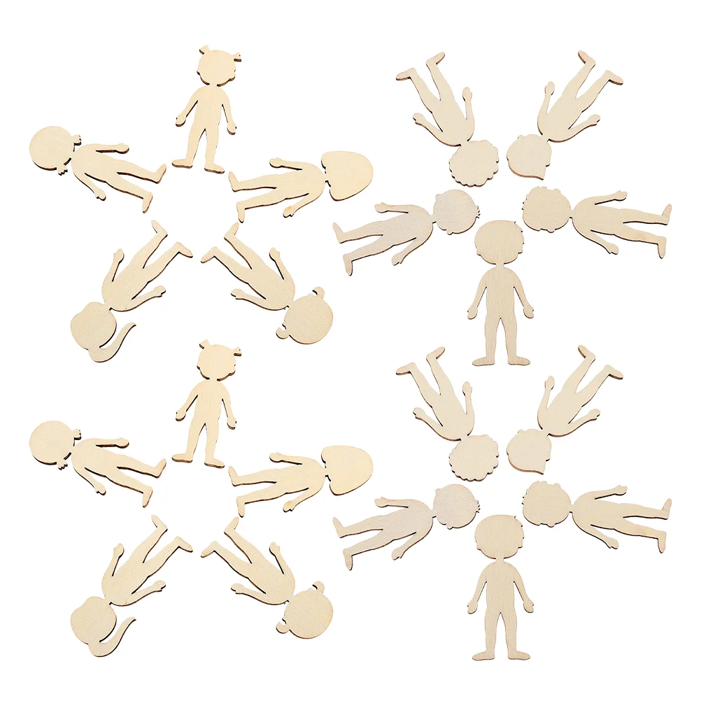 100 Pcs Boy Ornaments Wooden Cutouts Body Unfinished Shape Stick People Craft Sticks Ivory Bodies Natural Figures