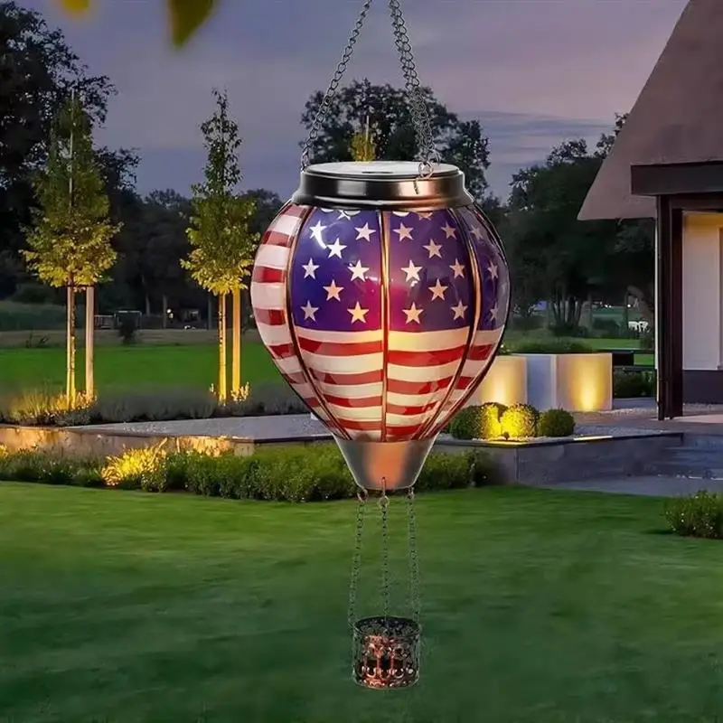 Outdoor Garden Solar Cage Decorative Hot Air Balloon Hanging