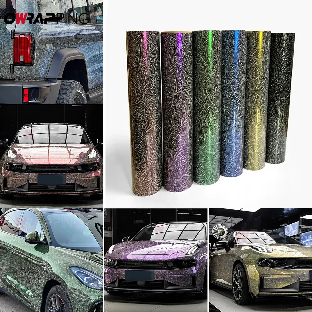 

Auto Accessories Ice Crack Vinyl Wrap Air Release Vinyl Stickers PET Color Changing Film Carbon Fiber Waterproof Car Sticker