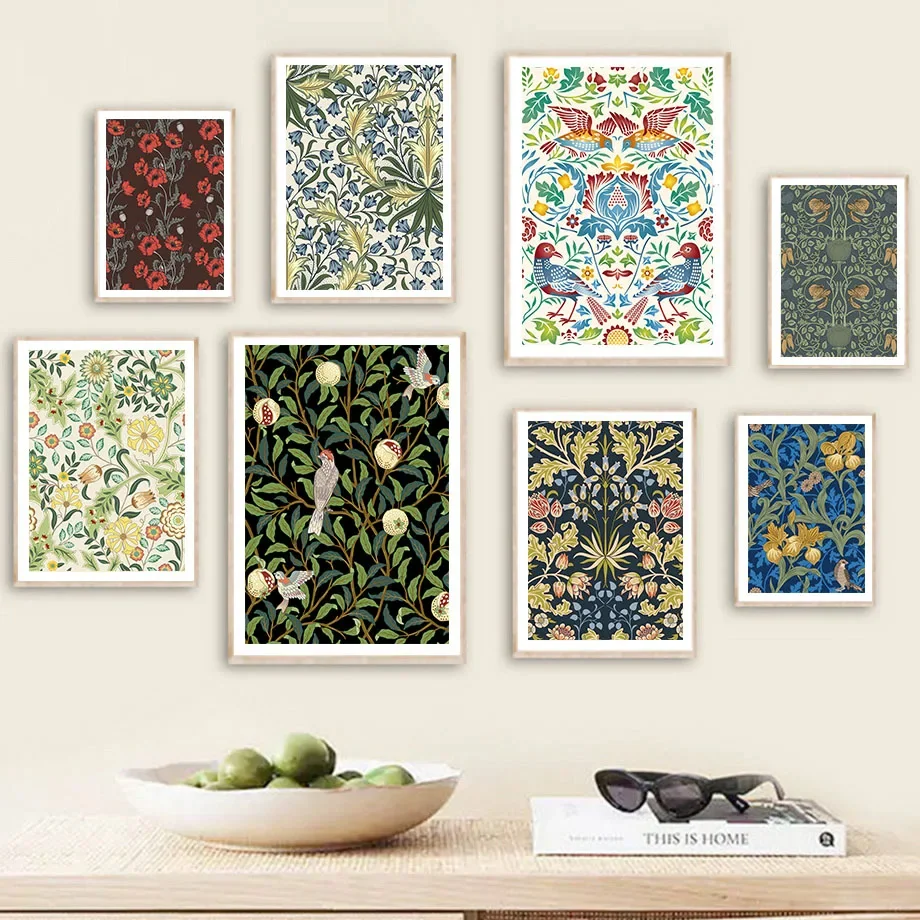 Colorful William Morris Fruit Flower Botanical Wall Art Canvas Painting Posters And Prints Wall Pictures For Living Room Decor