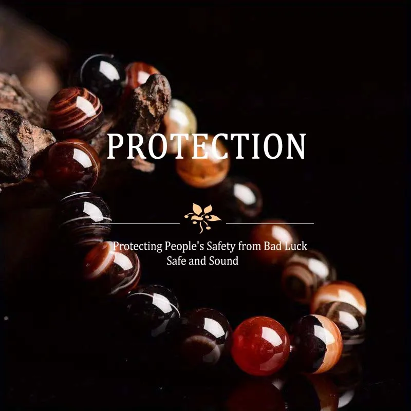 Vintage Nature Stone Good Luck Bracelet For Men Protection Best Wish Buddha Energy Stone Beaded Bracelets Gifts