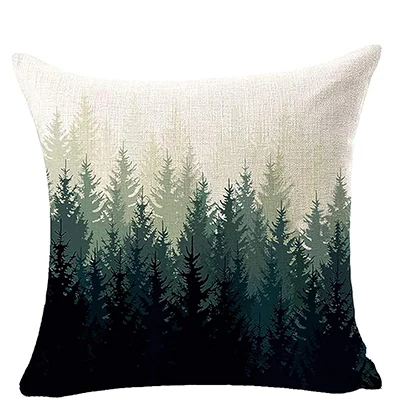 Winter Pine Mountain Landscape Picture Square Linen Decoration Pillow Cover Cushion Cover Outdoor Bedroom Sofa Home