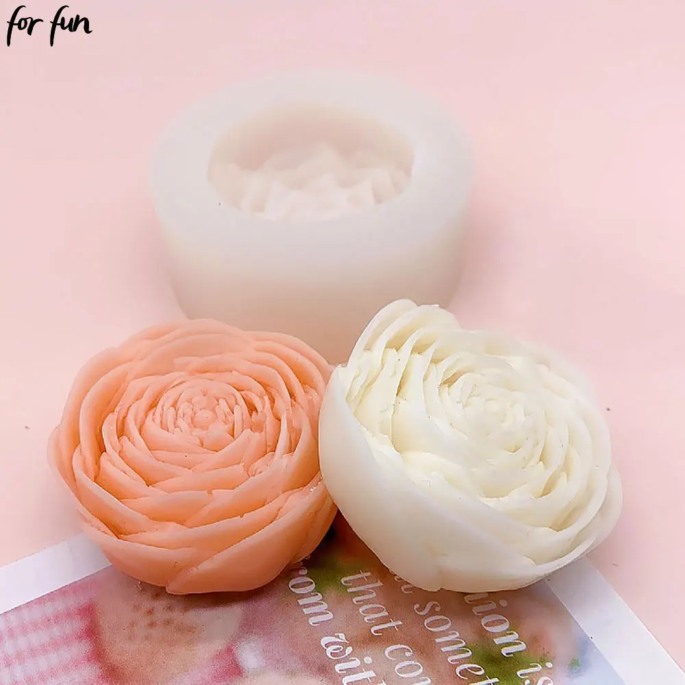 

For Fun 3D Flat Circular Rose Candle Silicone Mold Wedding Party Scented Candles Making DIY Handmade Soap Plaster Resin Molds