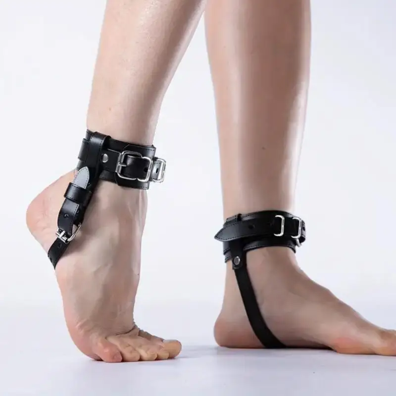 2/1PCS Punk Women Black PU Leather Ankle Harness With Buckle Straps Gothic Foot Accessories for Cosplay Party