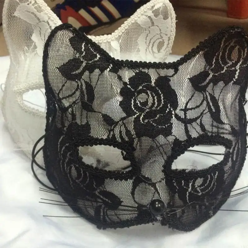 Y5GC Halloween Party Masks Black Lace Mask Masquerade Sexy Lace for Cat Face