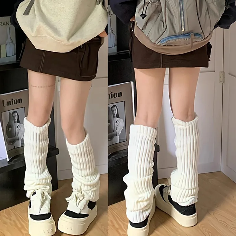 

2025 женские белые гетры, носки в стиле Лолиты, Y2K, вязаные теплые чехлы для ног, теплые осенне-зимние вязаные крючком носки, манжеты для ботинок
