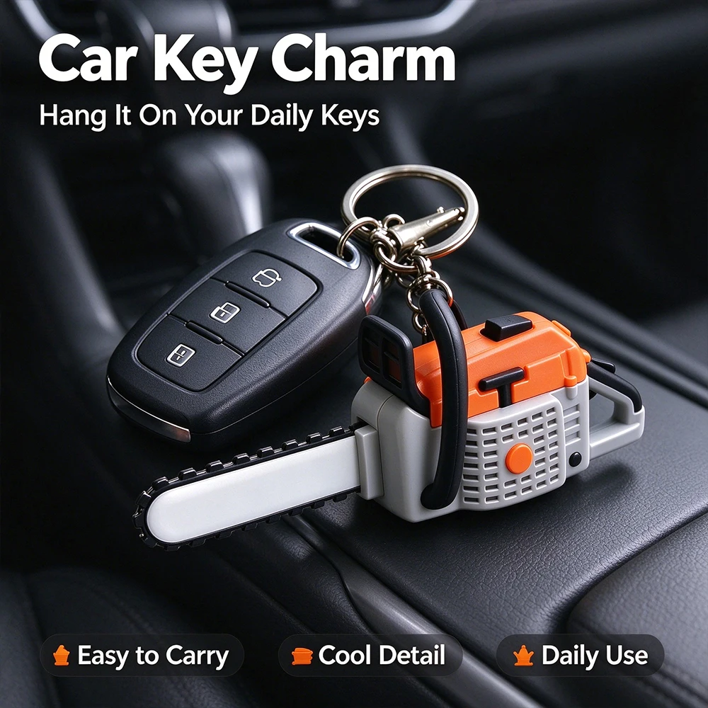Mini Chainsaw Keychain Simulation Saw Model Key Ring Cute Bag Pendant Decorative Gift for Men