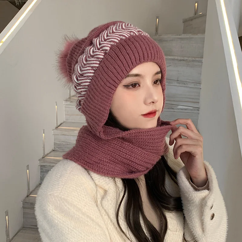 Woolen Hat Children's Autumn and Winter Korean Version Versatile Cute and Warm, Thickened Cycling, Cold Resistant Hat, Scarf,