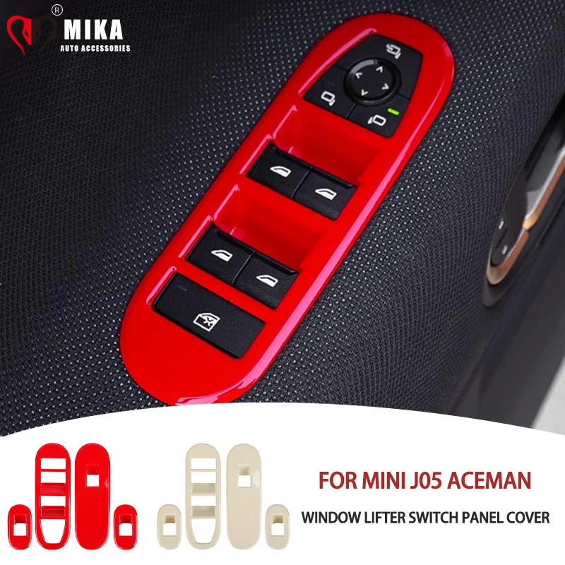 Car Door Window Lift Control Panel Frame Stickers For Mini J05 Aceman Window Button Switch Cover Decoration Car Accessories