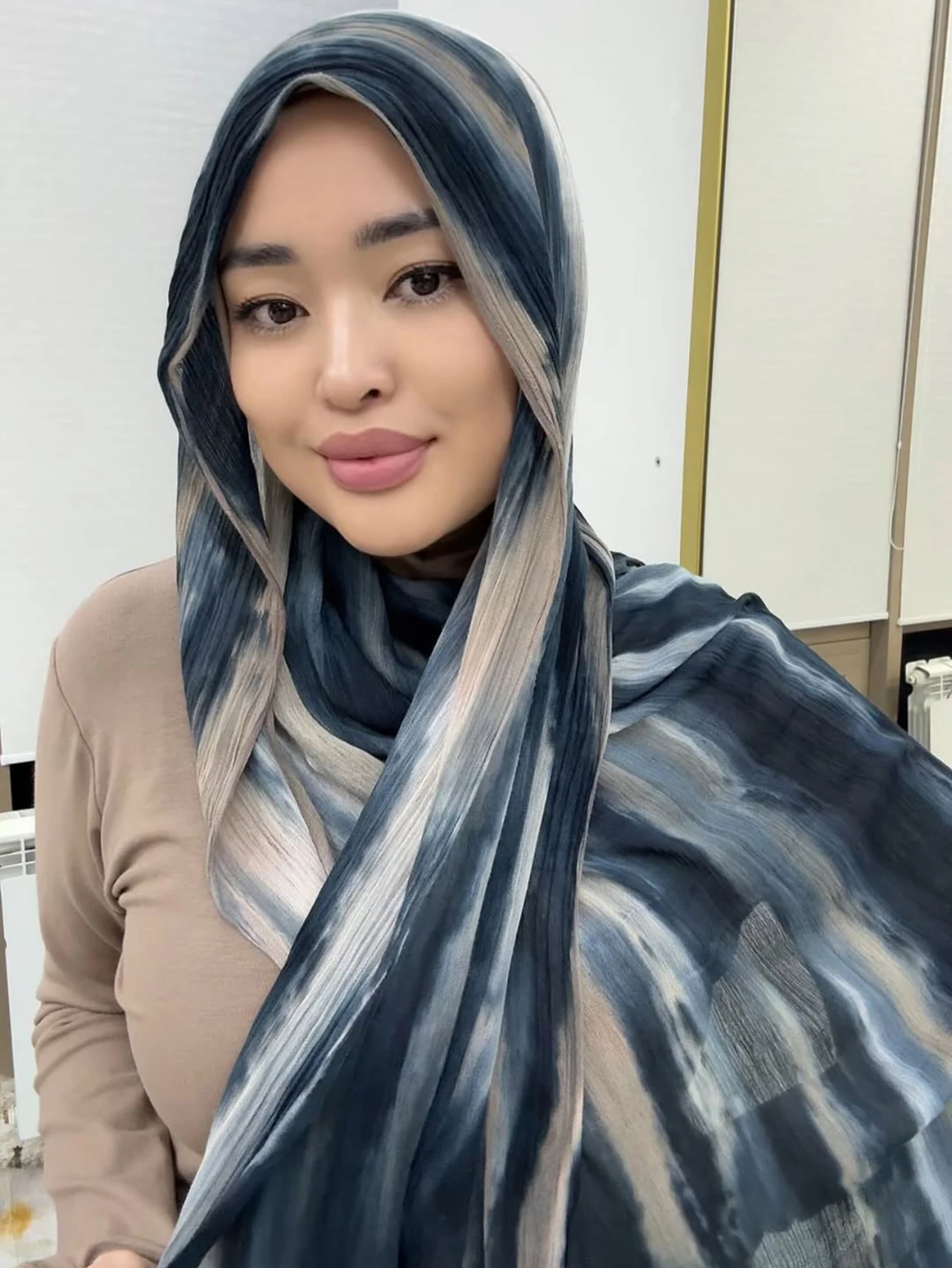 Premium Tie-Dye Hijab Muslim Headscarf Soft Breathable Hijab Women Gradient Cotton Viscose Modal Hijab Femme Musulman